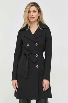 foto пальто patrizia pepe жіночий колір чорний перехідний двобортний