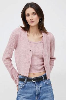 foto кардиган з домішкою вовни pepe jeans tiana жіночий колір рожевий легкий
