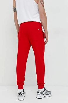 foto бавовняні спортивні штани tommy jeans чоловічі колір червоний з принтом