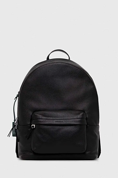 foto шкіряний рюкзак coccinelle чоловічий колір чорний великий однотонний