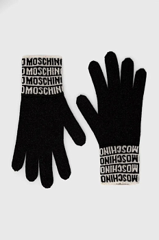 foto вовняні рукавички moschino жіночі колір чорний
