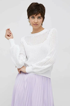 foto бавовняний светр sisley колір білий легкий