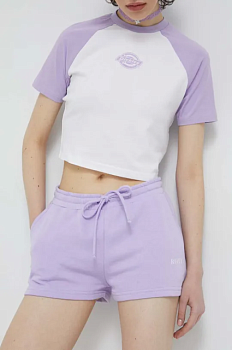 foto шорти roxy жіночі колір фіолетовий однотонні середня посадка