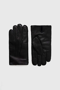 foto шкіряні рукавички polo ralph lauren чоловічі колір чорний