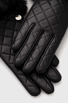 foto шкіряні рукавички liu jo жіночі колір чорний