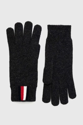 Podrobnoe foto вовняні рукавички tommy hilfiger чоловічі колір чорний