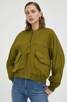 foto куртка-бомбер g-star raw жіночий колір зелений перехідна