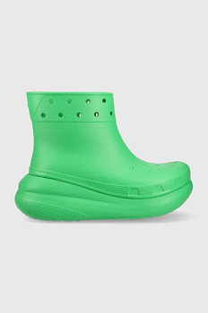 foto гумові чоботи crocs classic crush rain boot жіночі колір зелений 207946