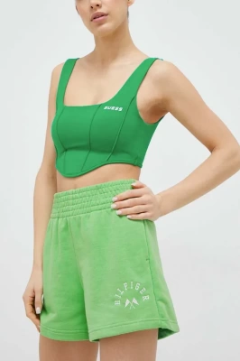 Podrobnoe foto шорти tommy hilfiger жіночі колір зелений з аплікацією висока посадка