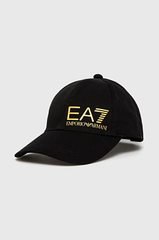 foto шапка ea7 emporio armani колір чорний з принтом