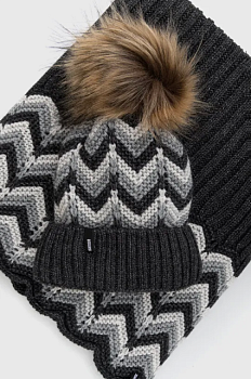 foto шапка і шарф answear lab колір сірий з тонкого трикотажу