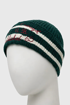 foto вовняна шапка united colors of benetton колір зелений з товстого трикотажу вовна