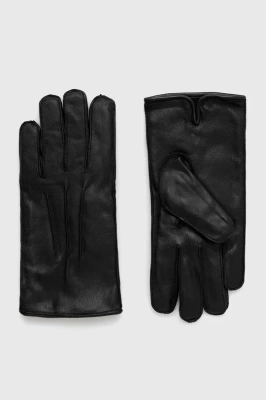 Podrobnoe foto шкіряні рукавички selected homme чоловічі колір чорний