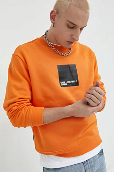 foto кофта karl lagerfeld jeans чоловіча колір помаранчевий з принтом