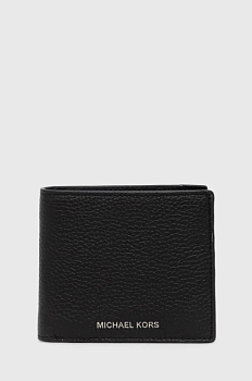 foto шкіряний гаманець michael kors чоловічий колір чорний