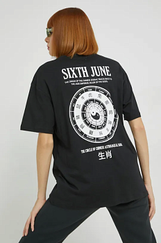 foto бавовняна футболка sixth june колір чорний