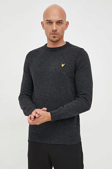 foto вовняний светр lyle & scott чоловічий колір сірий легкий