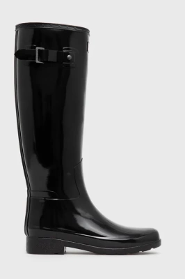 Podrobnoe foto гумові чоботи hunter refined tall gloss жіночі колір чорний wft2200rgl