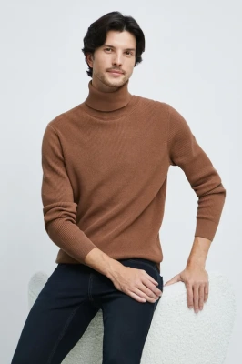 Podrobnoe foto бавовняний светер medicine чоловічий колір коричневий гольф