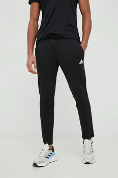 foto штани для тренувань adidas essentials чоловічі колір чорний однотонні