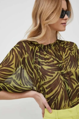 Podrobnoe foto блузка sisley жіноча колір зелений візерунок