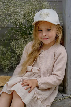 foto дитяча бавовняна кепка jamiks sofija колір бежевий з аплікацією