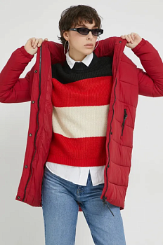 foto куртка superdry жіноча колір червоний зимова