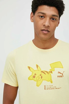 foto бавовняна футболка puma x pokemon колір жовтий з принтом