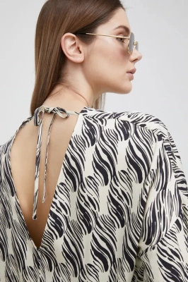 Podrobnoe foto блузка sisley жіноча колір бежевий візерунок