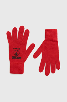 foto вовняні рукавички moschino жіночі колір червоний