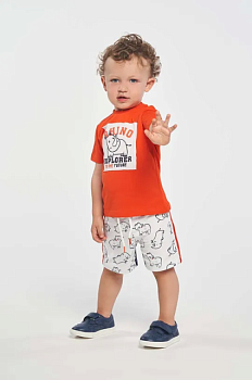 foto бавовняна футболка для немовлят birba&trybeyond колір помаранчевий з аплікацією
