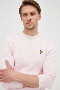 foto светр з домішкою вовни lyle & scott чоловічий колір рожевий легкий