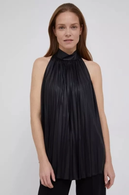 Podrobnoe foto блузка sisley жіноча колір чорний гладка