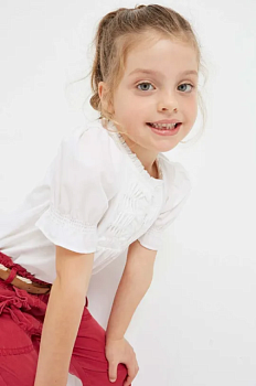 foto дитяча блузка mayoral колір білий однотонна