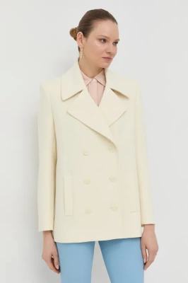 Podrobnoe foto пальто patrizia pepe жіночий колір жовтий перехідний двобортний