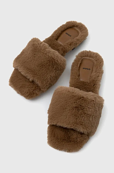 foto тапочки hugo lola slipper-fur колір бежевий