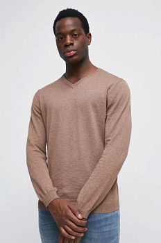 foto бавовняний светр medicine чоловічий колір бежевий легкий