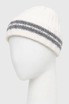 foto вовняна шапка woolrich колір білий з товстого трикотажу вовна