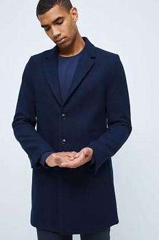 foto пальто з домішкою вовни medicine колір синій перехідний
