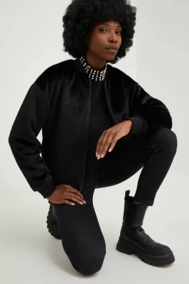 Podrobnoe foto куртка-бомбер answear lab жіночий колір чорний перехідна
