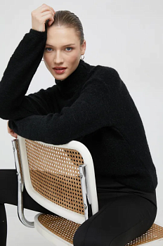 foto светр з домішкою вовни sisley жіночий колір чорний півгольф