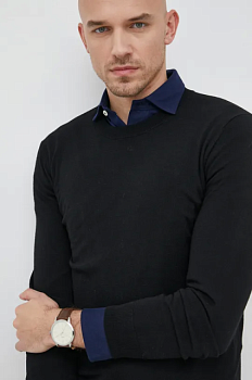foto вовняний светр liu jo чоловічий колір чорний легкий