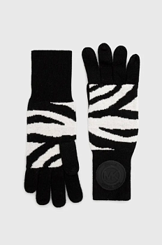 foto рукавички з домішкою вовни michael michael kors жіночі колір чорний