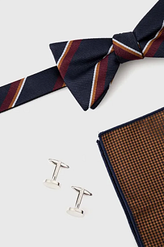 foto набір - краватка-метелик, хустка і запонки для манжетів selected homme колір синій