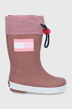 foto дитячі гумові чоботи tommy hilfiger колір рожевий