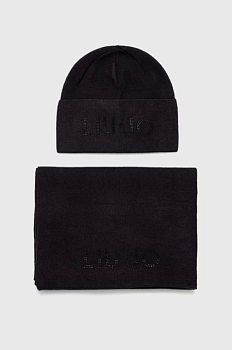 foto шапка і шарф liu jo жіночий колір чорний