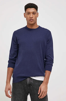 foto бавовняний светер wrangler чоловічий колір синій легкий