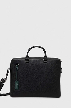 foto шкіряна сумка для ноутбука coccinelle колір чорний