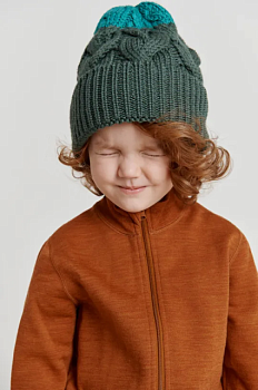 foto дитяча шапка reima колір зелений з товстого трикотажу вовна