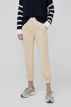 foto штани drykorn жіночі колір бежевий фасон jogger висока посадка